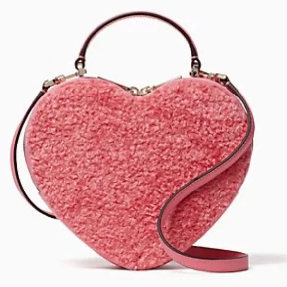 🆕 KATE SPADE | Love Shack Heart Crossbody Pink Pomegranate Faux Fur - Picture 10 of 16